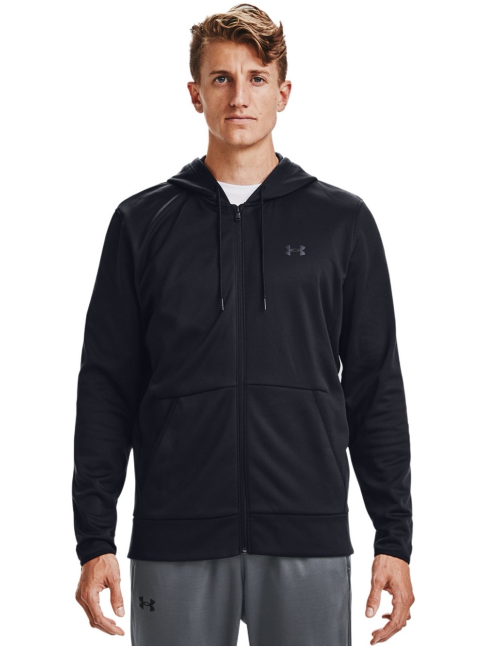 Under Armour Men’s Mk-1 Warm Up Full Zip Hoodie Black Workout Lightweight 3XL